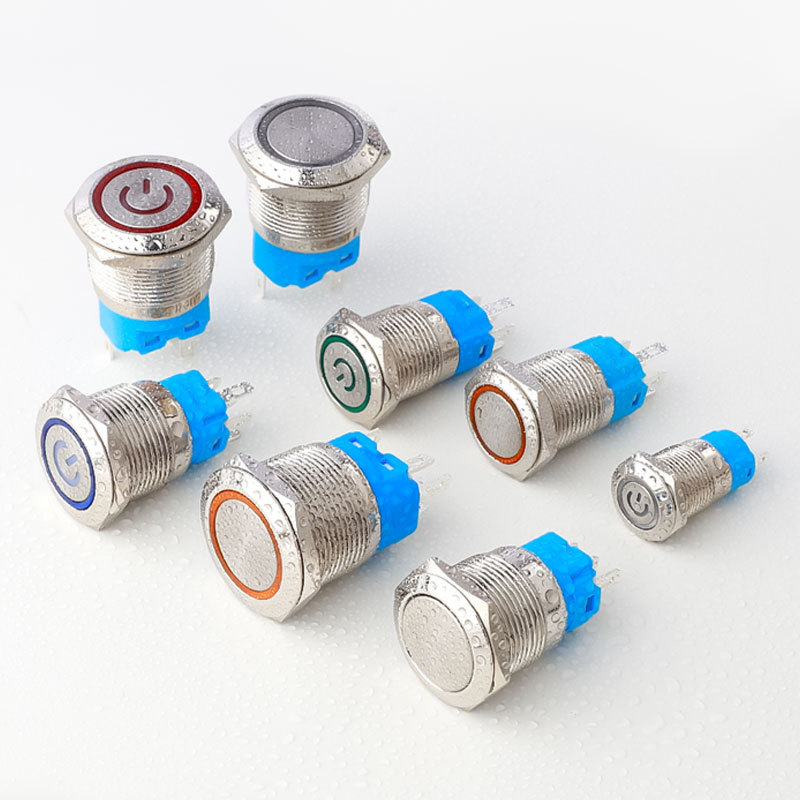 Stainless Steel IP67 Waterproof Momentary <strong>Push</strong> <strong>Button</strong> <strong>Switch</strong> <strong>220V</strong>/24V <strong>5A</strong> LED Full Illuminated Industrial Control Pin <strong>Switch</strong>