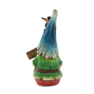 Gnomo Sentado con Letrero de "Jardín", Estatua de Resina con Pájaro <span class=keywords><strong>Amarillo</strong></span> y Flor para Decoración de Jardín y Patio Exterior - Product Image 4