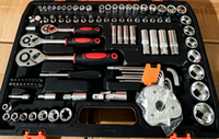 Ensemble d'outils de réparation automobile pour mécaniciens, 121 pièces, jeu de clés à douille à cliquet triple entraînement 1/4" 3/8" 1/2" pour garage et atelier