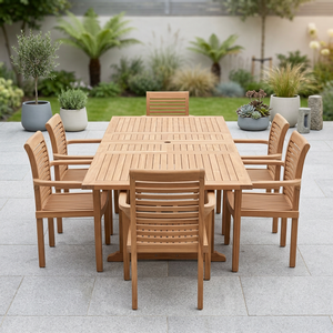 Modern Solid Wood Outdoor <b>Restaurant</b> Table <b>Set</b> 6 Chairs Dining Furniture for Hotel Villa Mall Courtyard - Product Image 2