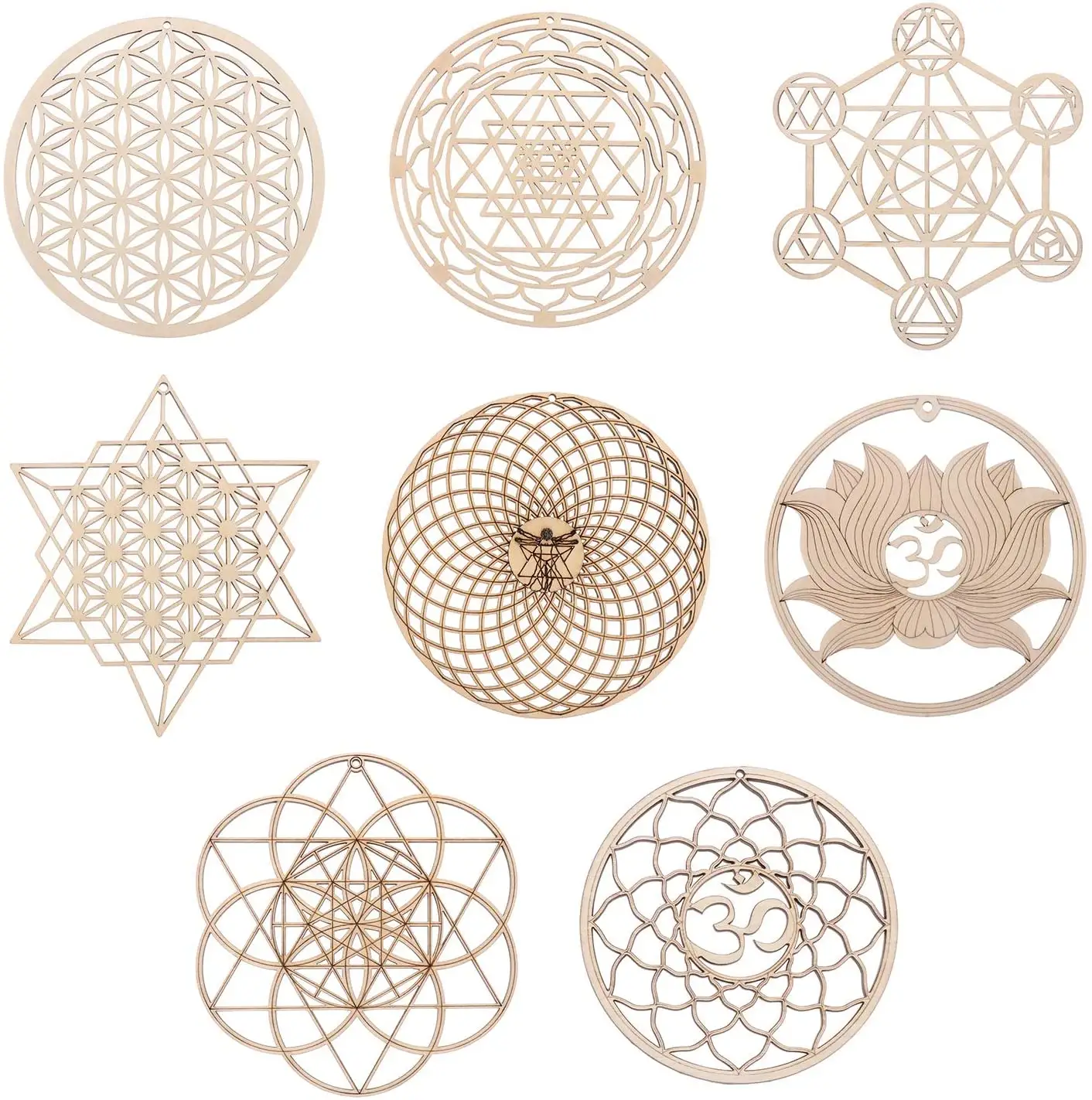 Laser Cut Coasters Craft Making Sacred Geometry Ornament Wooden Wall Sign