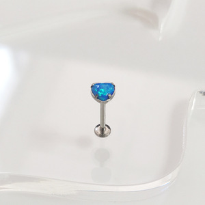 Evorte - Piercing Labret de Titanio ASTM F136 con Baño de Plata, Diseño Moderno con Rosca Interna, Anillo para Labios con Ópalo en Forma de Corazón, Joyería para <span class=keywords><strong>Hombre</strong></span> y Mujer - Product Image 4