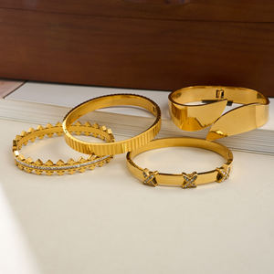 Nuova striscia di tendenza VINTAGE Regno Unito VOGUE chiaro zircone SUPER brillante braccialetto Dazan nuovi in oro placcato 18k gioielli di lusso in acciaio inossidabile - Product Image 4