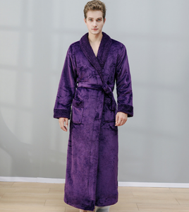 Design di lusso Super <span class=keywords><strong>morbido</strong></span> personalizzato donna <span class=keywords><strong>uomo</strong></span> flanella pile <span class=keywords><strong>accappatoio</strong></span> con coulisse per Hotel Spa di casa