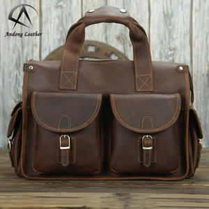 Bolso de Mano de Cuero Crazy Horse Retro de Andong, Bolso de Hombro Ejecutivo, Maletín para Portátil de 14 Pulgadas, Bolsos de Mensajero de Gran Capacidad - Product Image 1