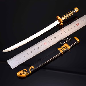 22CM japanische Samurai Sakura <span class=keywords><strong>Oni</strong></span> Maske Katana Voll metall Zink legierung Schlüssel bund Sammler Schreibtisch Dekoration Anime-inspiriertes Handwerk - Product Image 6
