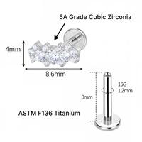 Anting-anting tusuk titanium Aopo G23 ASTM F136 berulir dalam, motif kupu-kupu, bunga, bintang, antialergi, grosir.
