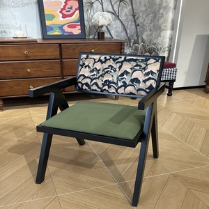 Nordic Modern Upholstered Living Room <b>Chair</b> - Fabric <b>Cushioned</b> Wooden Frame Backrest <b>Chair</b> for Restaurant Hotel or Coffee Shop - Product Image 2