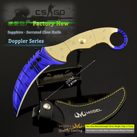 Couteaux Karambit tactiques CSGO 20CM entièrement métalliques avec étui en cuir, articles de collection pour le gaming et modèle d'exposition