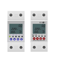 Disjoncteur intelligent mini 220V 2 pôles avec protection contre les fuites à la terre et régulation de courant, montable sur rail DIN