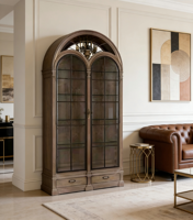 Armoire à vin en bois massif de style américain, arquée, semi-circulaire, à double porte, multifonctionnelle, meubles de maison, salle à manger, salon