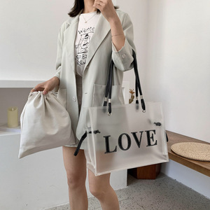 Mode grand sac fourre-tout en PVC Transparent multicolore Ins Style sac à main cadeau sac à provisions en plastique avec Logo et dire quelques mots - Product Image 5