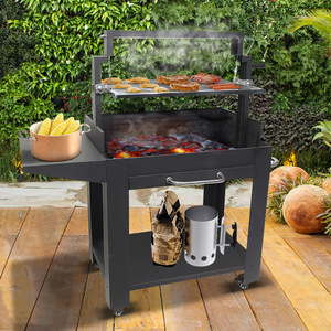 Stainless Steel Barbecue Grill Adjustable Height Outdoor Cooking Grill With Side Shelf And Storage Drawer For Backyard BBQ - Product Image 1