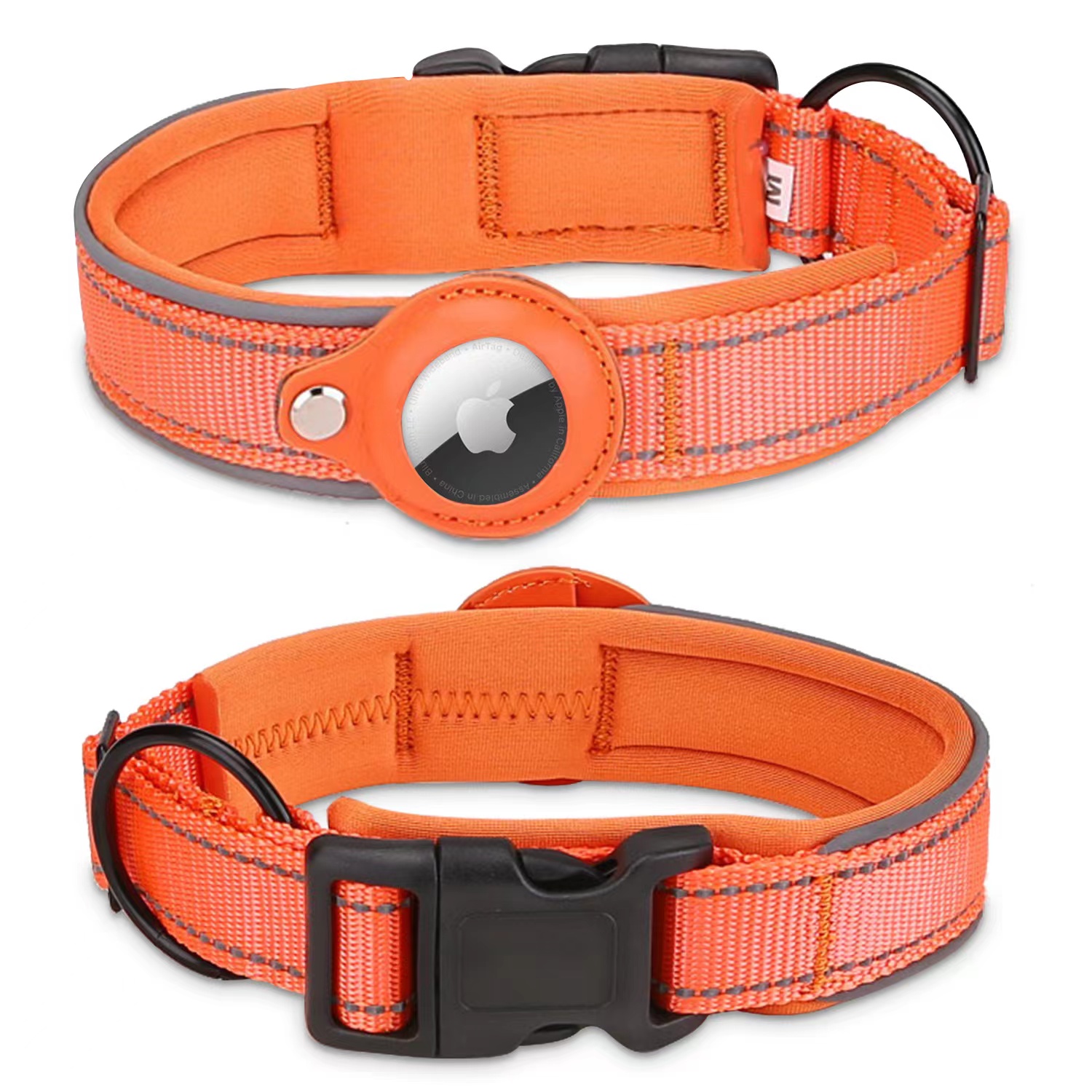 Hot Sale Airtag colorful Reflective Dog Pet Nylon Necklace Light Training Collar For Pet Dog