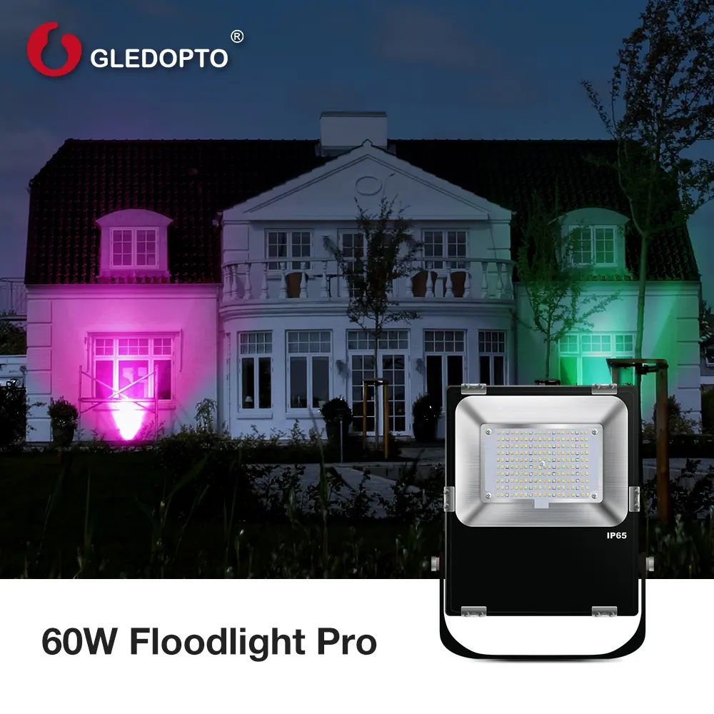 GL-FL-006P Gledopto 60W Smart Buiten Verlichting Compatibel Google Home Buitenverlichting Rgb En Instelbare Cct Zigbee Led Schijnwerper