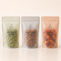 Sachets à collation imprimés sur mesure de qualité alimentaire, pochettes verticales givrées personnalisées avec fermeture éclair refermable et encoche de déchirement, finition mate