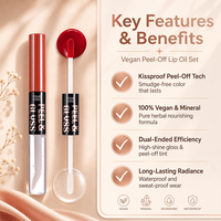 Brillo Labial Vegano Mineral Herbal Brillante de Etiqueta Privada HKH, Hidratante, Resistente al Agua y a las Besos, Efecto Peel-off, Humectante y de Larga Duración