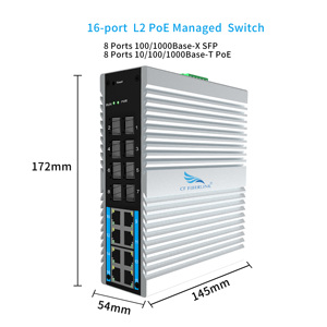 Mới công nghiệp-lớp 16 SFP khe cắm 10/100/1000Mbps ethernet PoE chuyển đổi IP50 Din-Rail thiết kế 8K MAC 32gbps L2 + Quản lý SNMP QoS không - Product Image 3