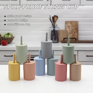 Tasse de paille pour bébé en silicone de qualité alimentaire, récipient d'entraînement anti-éclaboussures pour bébés et tout-petits - Product Image 2