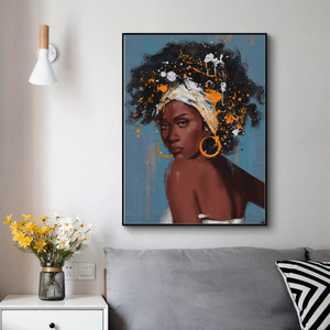 Arte della parete dipinti astratti della donna africana dipinti su tela sulla parete art poster e stampe di arte africana immagini appese - Product Image 6