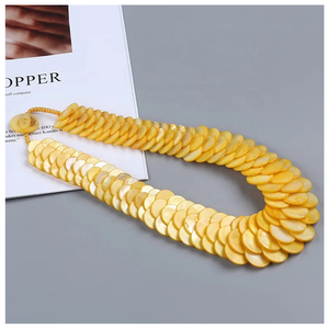 สร้อยคอมุกหลากสีลายเกล็ดมังกรลูกปัดมุกหลายสีขาวสไตล์ฤดูร้อน - Product Image 3