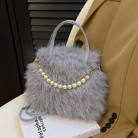 Bolso de Felpa DICHOS, Nuevo y Lindo, para Mujer, Moderno y Versátil, con Cadena de Perlas, Tipo Bandolera
