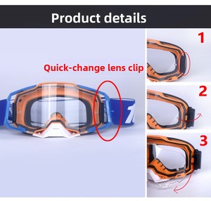 Nueva versión mejorada, gafas de motocross, gafas de motocicleta todoterreno de liberación rápida, gafas para casco, gafas para esquiar - Product Image 5