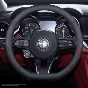Housse de volant de voiture en cuir nappa pour <span class=keywords><strong>Alfa</strong></span> <span class=keywords><strong>Romeo</strong></span> Stelvio Giulia <span class=keywords><strong>tonale</strong></span> 2017 2018 2019 2020 2021 <span class=keywords><strong>2022</strong></span> 2023 2024 Giulietta - Product Image 4