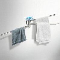 Moderno Ahorrador de Espacio 180 °   Toallero Giratorio de Acero Inoxidable para Montar en la Pared, Barra para Toallas de Baño
