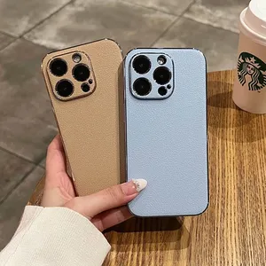 Funda de piel de cordero CHAOYIDIAN con marco chapado para <span class=keywords><strong>iPhone</strong></span> 17 Air 16 15 13 12 <span class=keywords><strong>11</strong></span> Pro Max, protector de lente para 14 Plus - Product Image 2