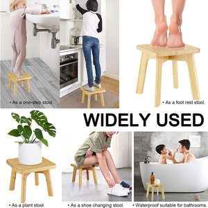 Taburetes de madera de bambú para niños y adultos, cama de mesita de noche, escalones, para camas altas, ideal para Cocina - Product Image 2