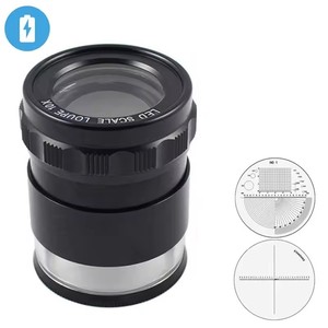 Lupa de aumento 10X con luz, escala de medición cilíndrica totalmente metálica, recargable por USB, 6 luces LED con bolsa de tela - Product Image 4