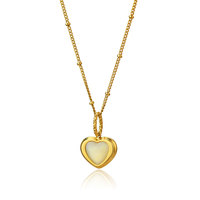 Colliers pendentifs en acier inoxydable plaqué or 18 carats de haute qualité, anti-ternissement, avec cœur en nacre, pour femmes