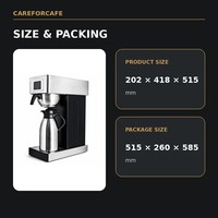 Machine à café professionnelle en acier inoxydable avec écran tactile, remplissage automatique et manuel, et fonction thermos.