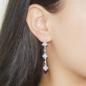 Orecchini pendenti lunghi da donna, eleganti e scintillanti, gioielli per le orecchie alla moda per feste - Product Image 2