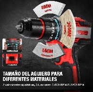 Trapano a percussione 16.8V 1.5Ah Brushless Rosso Nero a velocità variabile, utensile professionale per la lavorazione del legno - Product Image 5