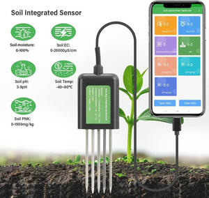 7-इन-1 प्रकार-सी मिट्टी सेंसर तापमान नमी विश्लेषण, कृषि बागवानी और खेती के लिए आईपी68 डिजिटल मीटर - Product Image 6