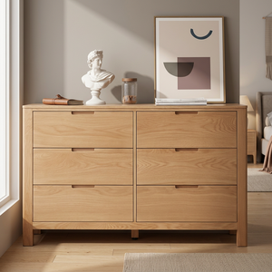 <span class=keywords><strong>Commode</strong></span> <span class=keywords><strong>scandinave</strong></span> en chêne massif à <span class=keywords><strong>6</strong></span> <span class=keywords><strong>tiroirs</strong></span>, meuble de rangement autoportant pour chambre à coucher - Product Image 4