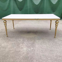 Table de réception de mariage moderne de luxe pour l'extérieur, mobilier d'hôtel, en acier inoxydable, forme rectangulaire, argent/or/or rose, marbre