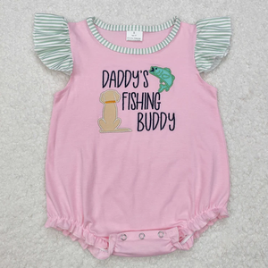 Ensemble de shorts pour bébé fille et garçon, broderie 'Daddy's Fishing Buddy', vêtements en spandex/coton, tenues d'été pour tout-petits, vente en gros - Product Image 3