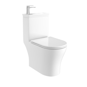 Toilet Keramik Satu Bagian Model Tornado Washdown Bulat untuk Kamar Mandi Timur Tengah, Dilengkapi Wastafel dan Keran, GOSE 3042D - Product Image 6