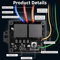 Relay Nirkabel Mobil dengan Sekring 12V 40A, Kabel Harness Kipas Mobil Digital LED Ganda, Relay Universal, Kabel Harness Kipas Pendingin Otomatis