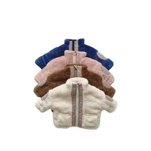 어린이 겨울 한국 옷 아기 유아 두꺼운 양털 패치 워크 격자 무늬 코트 아기 따뜻한 편안한 겉옷 재킷