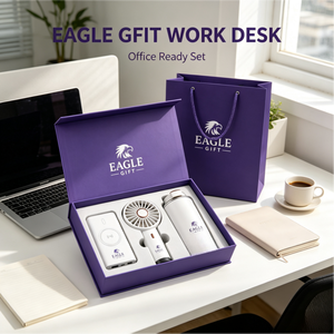 Ensemble cadeau promotionnel d'entreprise personnalisé avec logo imprimé, comprenant une tasse isotherme, un ventilateur pliable et une batterie externe, idéal pour les cadeaux de retraite - Product Image 2