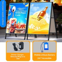 Panneau publicitaire lumineux rectangulaire d'extérieur ultra-fin, support d'affichage d'affiches éclairé, mobile, vertical, sur pied, LED