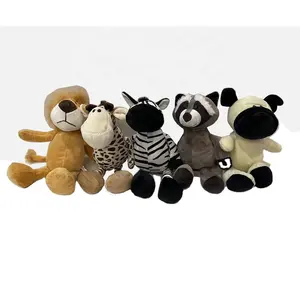 Juguete de animales de peluche suaves para niños y juguetes de peluche de león/jirafa/cebra/mapache/perro