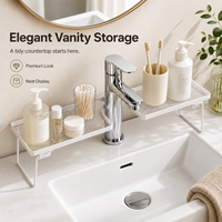 Support de Rangement Pliable Moderne Blanc Imperméable et Ajustable en Métal pour Robinet, Égouttoir Autoportant pour Salle de Bain et Cuisine - Vente en Gros