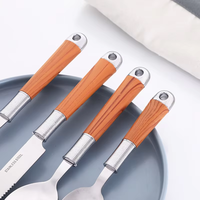 Vente directe d'usine manche en bois ensemble de couverts en acier inoxydable ensemble de vaisselle