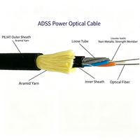 Cable de Fibra Óptica para Exteriores ADSS, 48 Núcleos, Monomodo SM G652d, PVC, 2km, Reforzado con Alambre de Acero, OEM y ODM