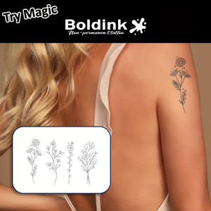 Autocollant de tatouage semi-permanent imperméable Boldink, motif floral esthétique personnalisé, pour femme, sexy, pour épaule et cou - Product Image 3